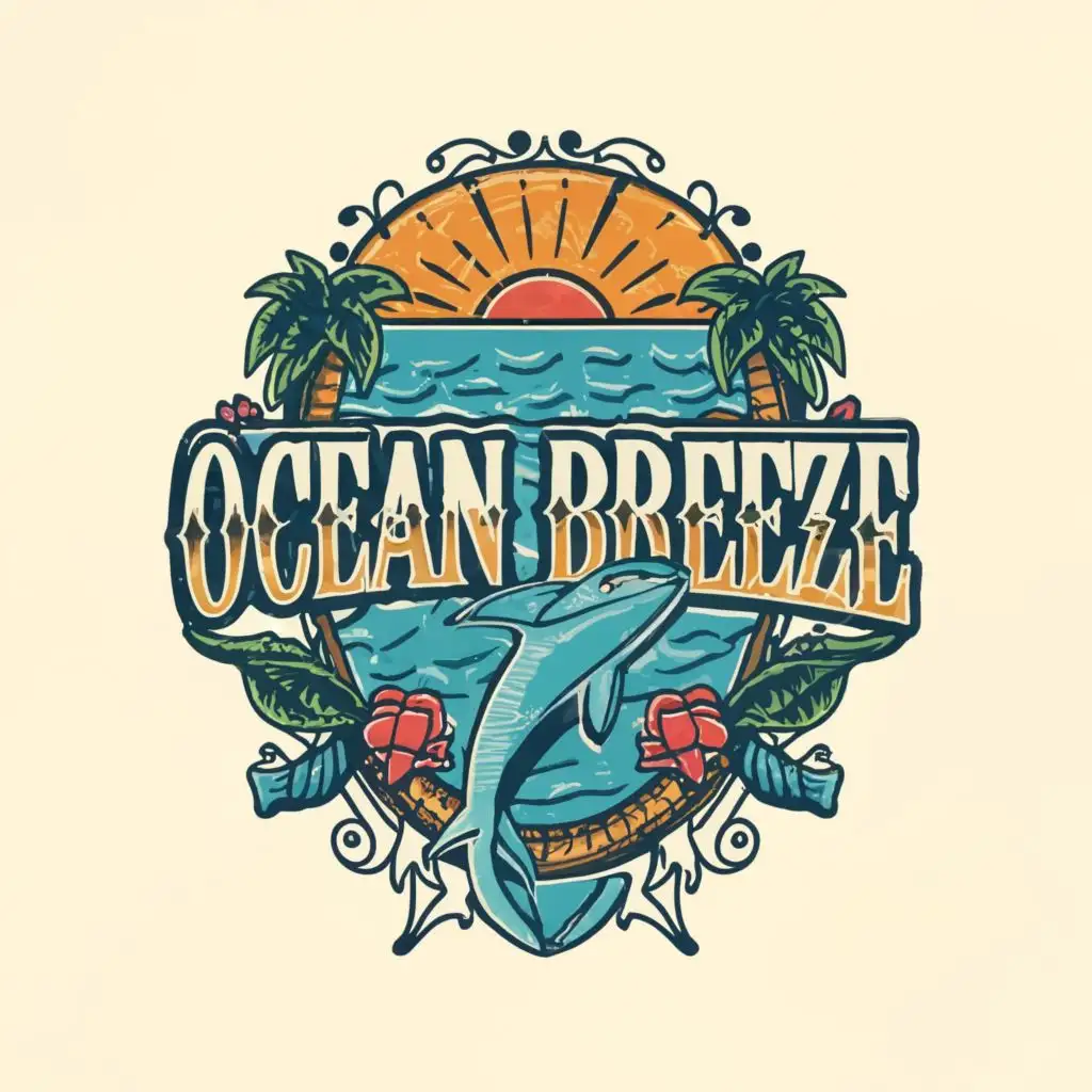 LOGO-Design-For-Ocean-Breeze-Vintage-Tropical-Theme-with-Sharp-Outlines-and-Vibrant-Colors