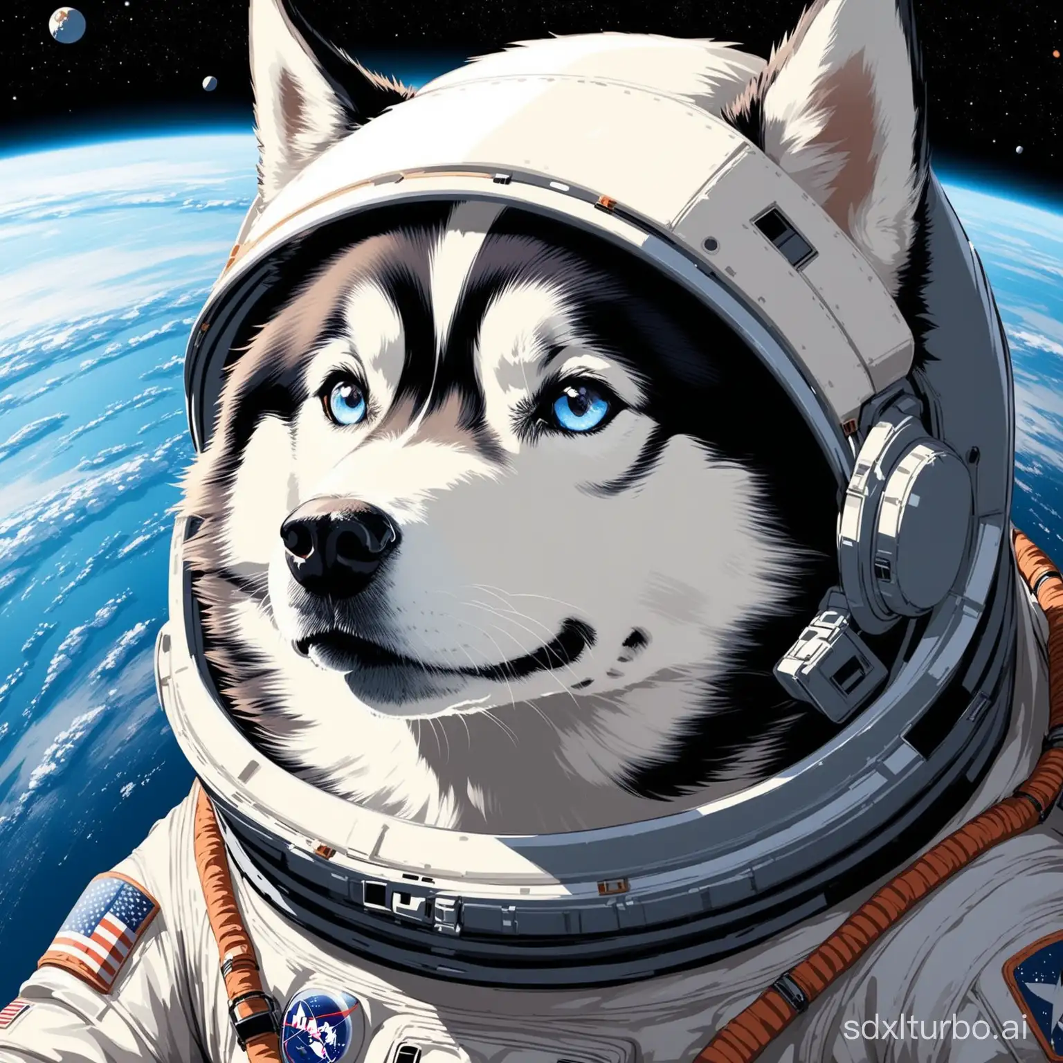 Husky-Astronaut-Floating-in-Cosmic-Space