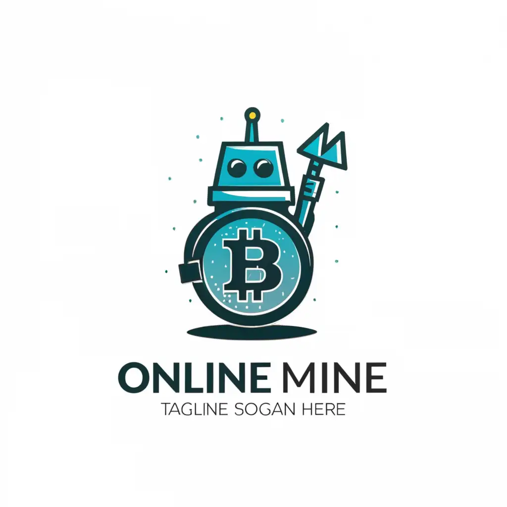 a logo design,with the text "The online mine", main symbol:Cryptocurrency,Moderate,clear background