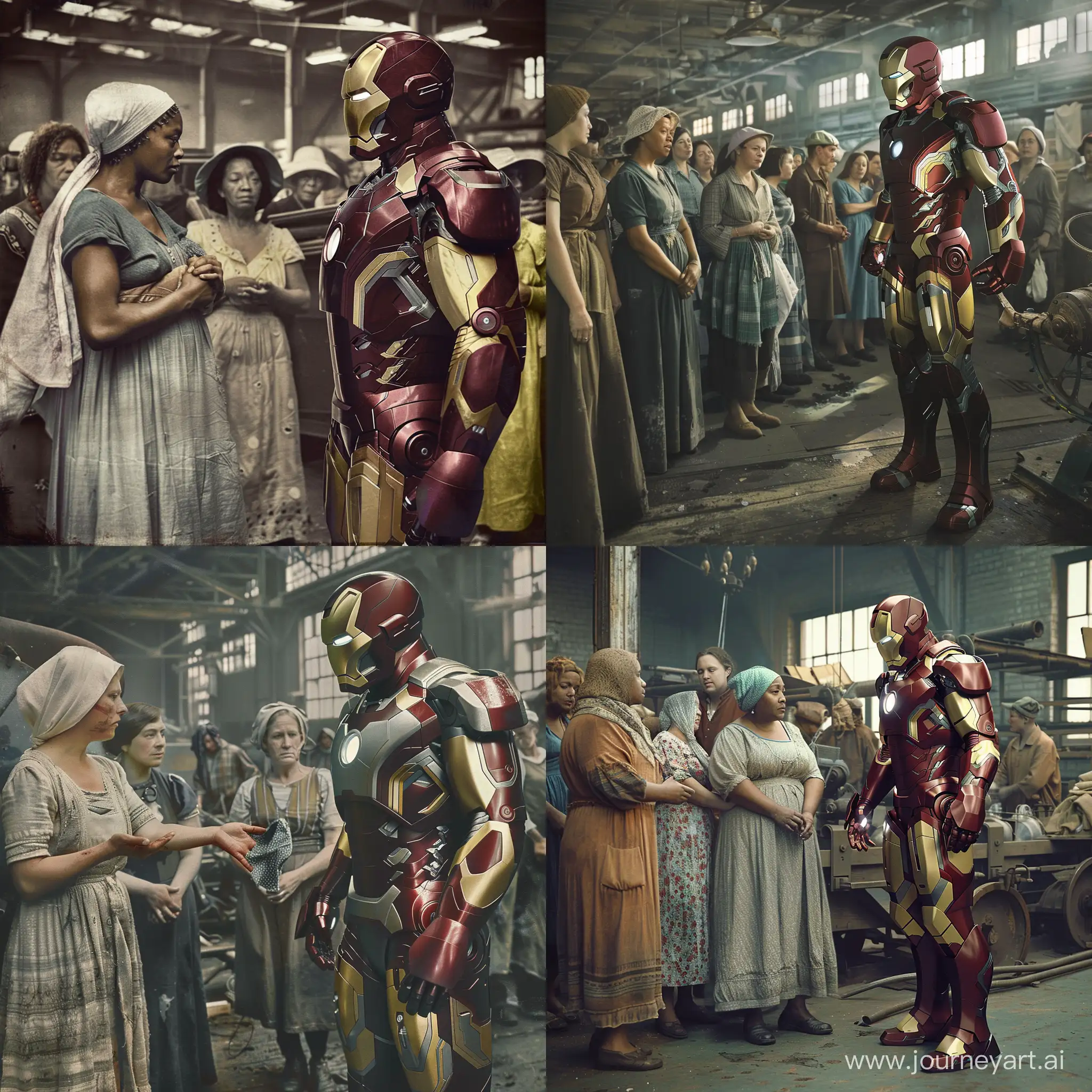 钢铁侠在西北国棉二厂慰问纺织女工，电影质感