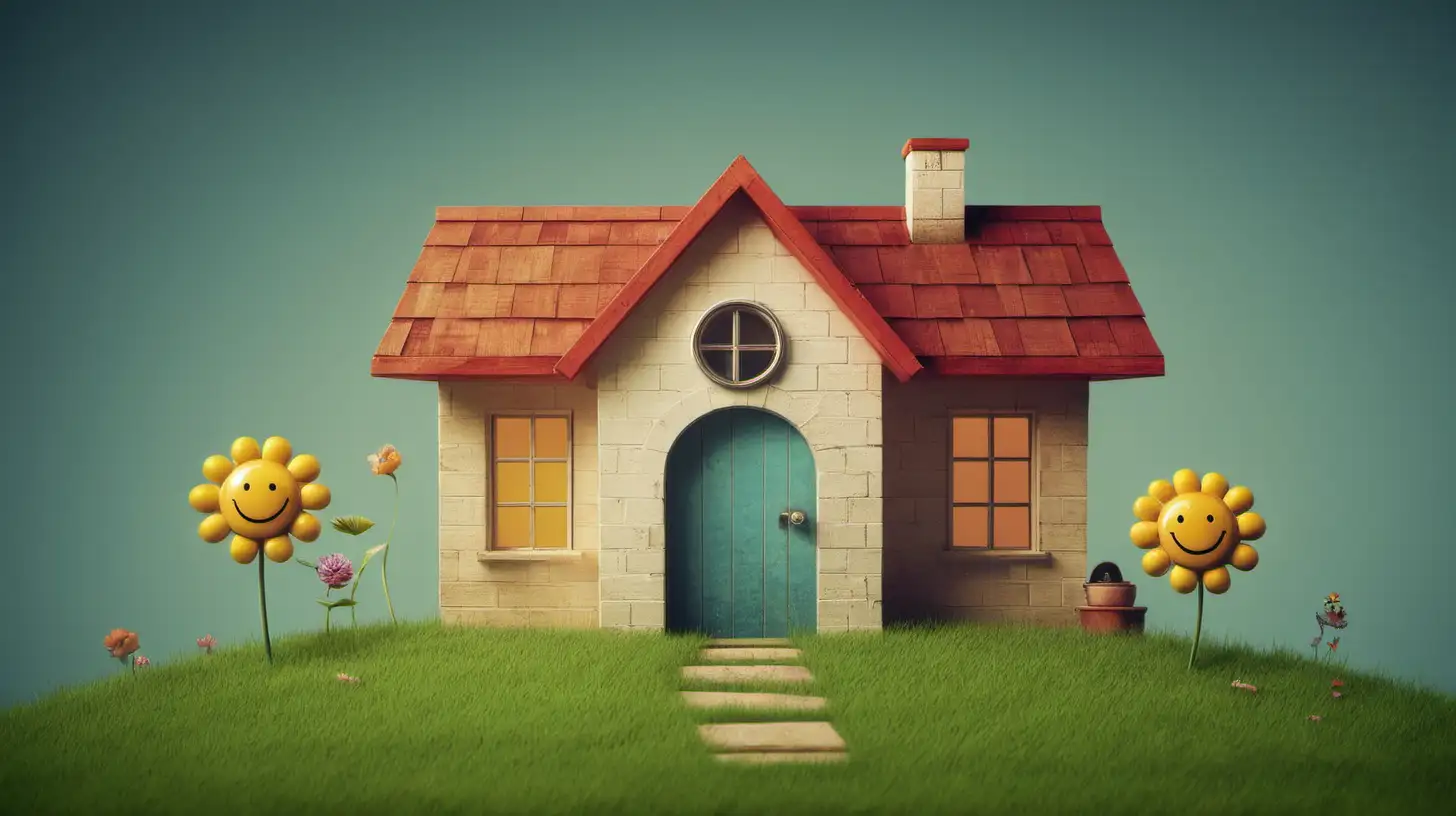 Joyful Home Illustration with Vibrant Colors