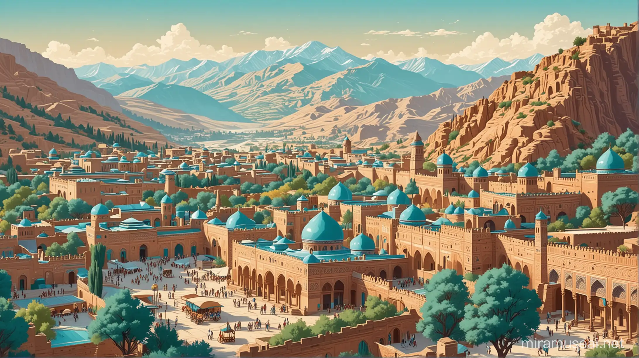 Ancient Samarkand Turquoise Palace and Persian Dwellings