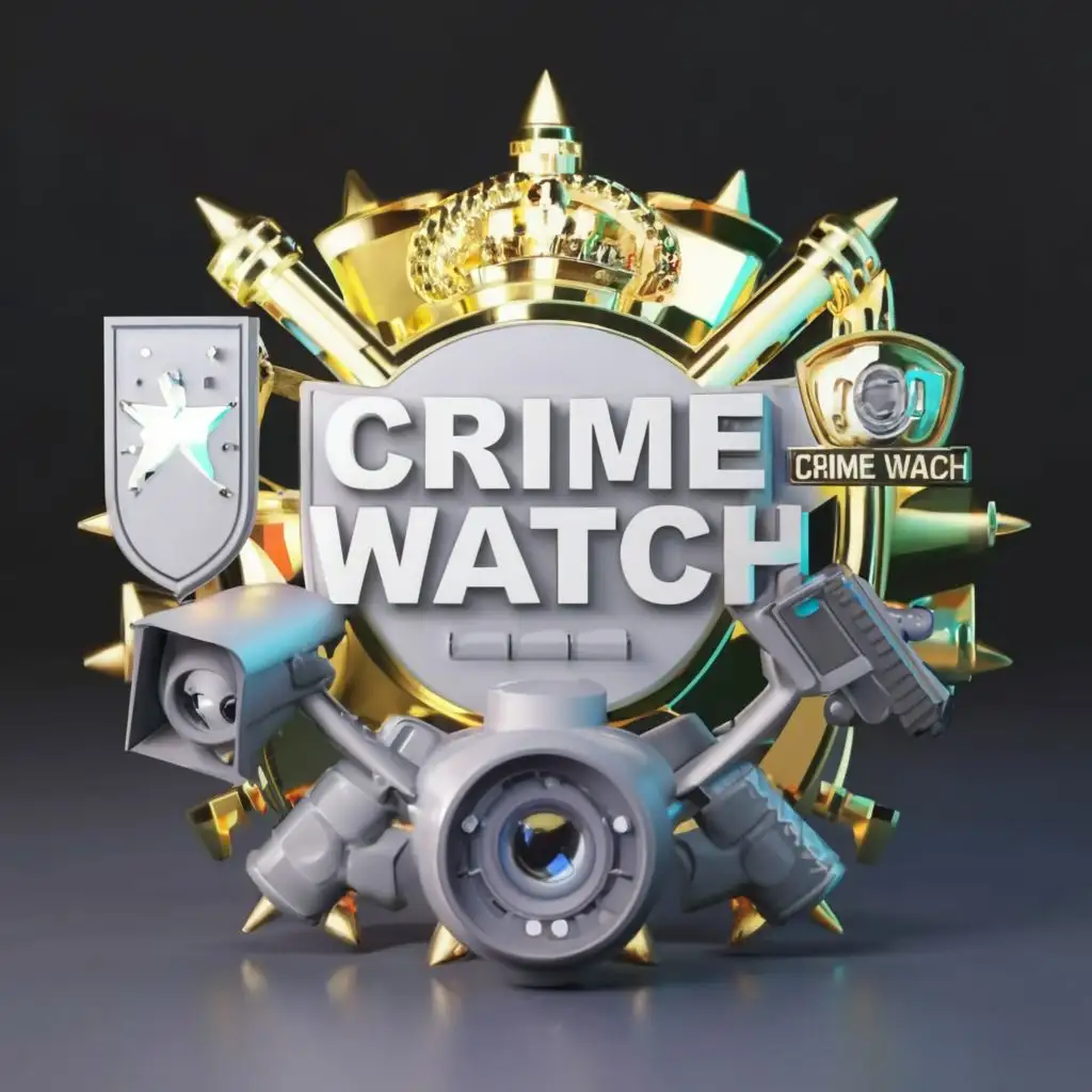 a logo design,with the text "Crime Watch Cam", main symbol:Crime, watch, cam, police, criminals, cops, 3d, guns,complex,be used in Legal industry,clear background