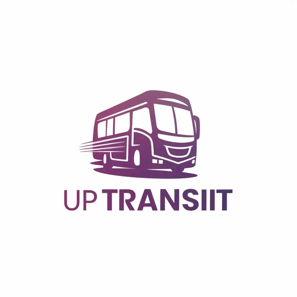 a logo design,with the text "UP Transit", main symbol:Bus is color purple,Moderate,clear background