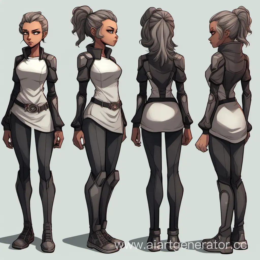 humanization ashes, girl, character, design multiplece, full length view, front and back view, portrait, RPG character Concept, cartoon