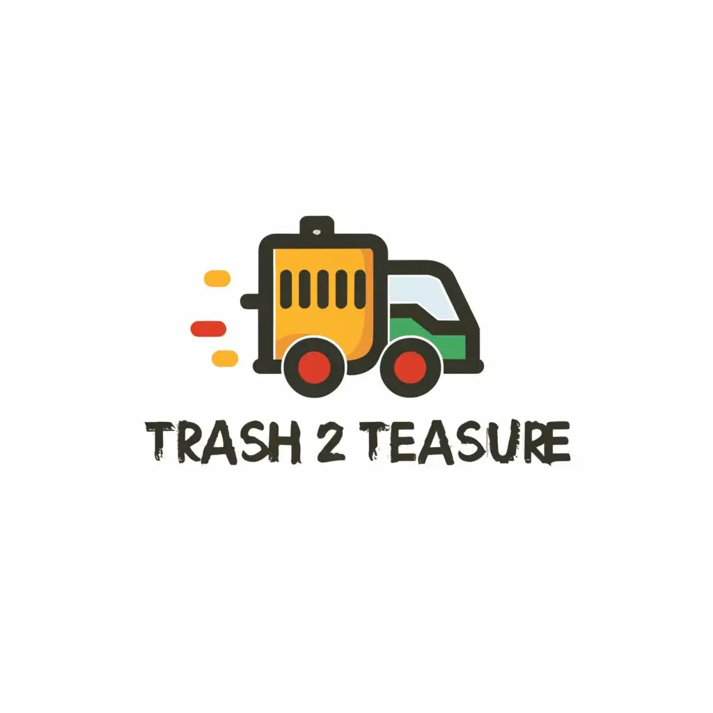 a logo design,with the text "Trash 2 Treasure", main symbol:truck and dustbin,Moderate,clear background