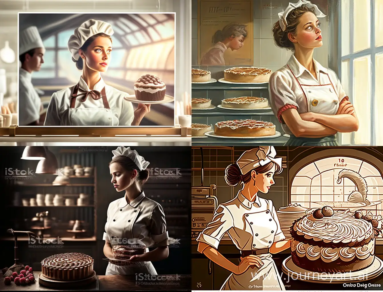 Optimistic-Woman-Pastry-Chef-Creating-Beautiful-Cakes-in-Realism-Style