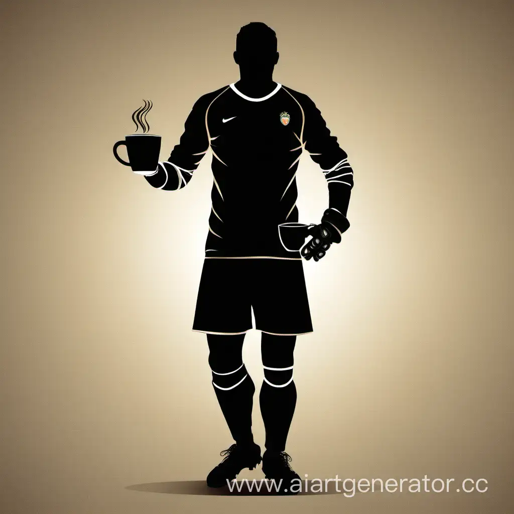 Silhouette-Goalkeeper-Enjoying-a-Coffee-Break