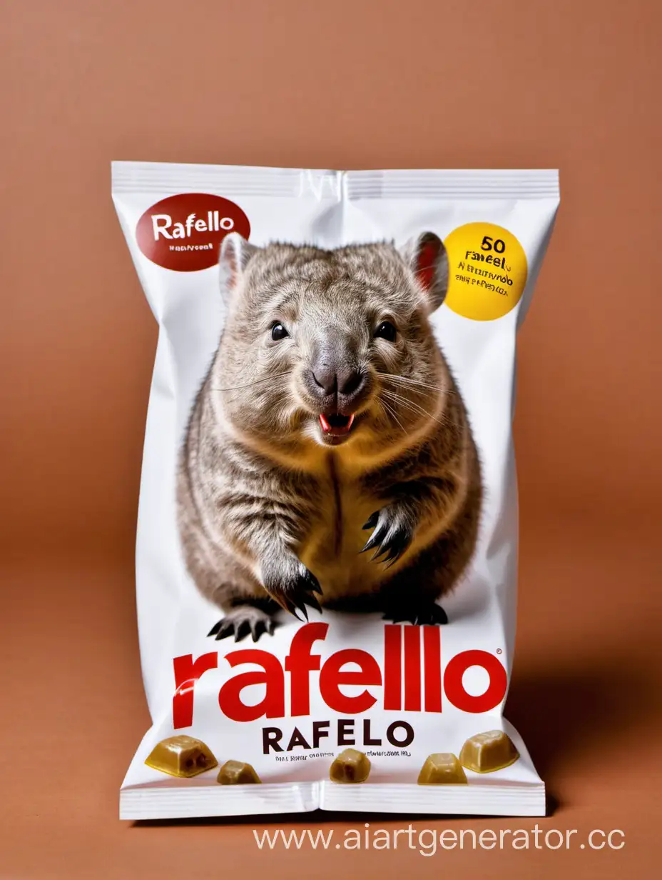 A wombat sits in a package of Rafaello