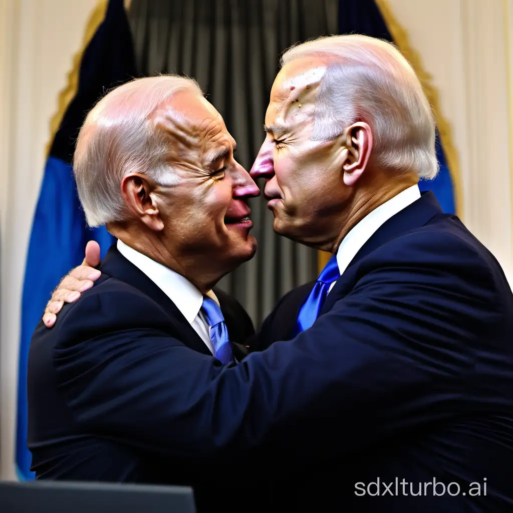 Joe biden and benjamin netanyahu kissing