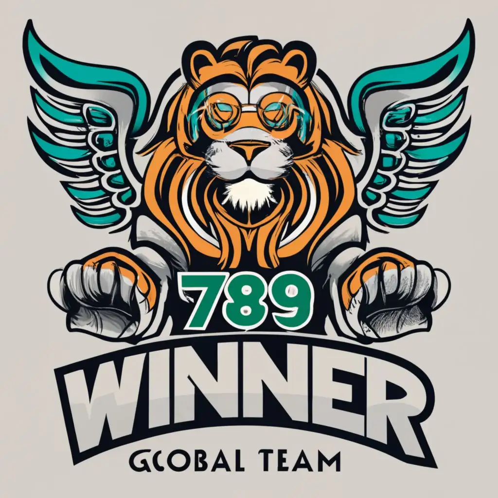 logo, lion with wings, with the text "Winner 789 Victory Global TEAM", typography