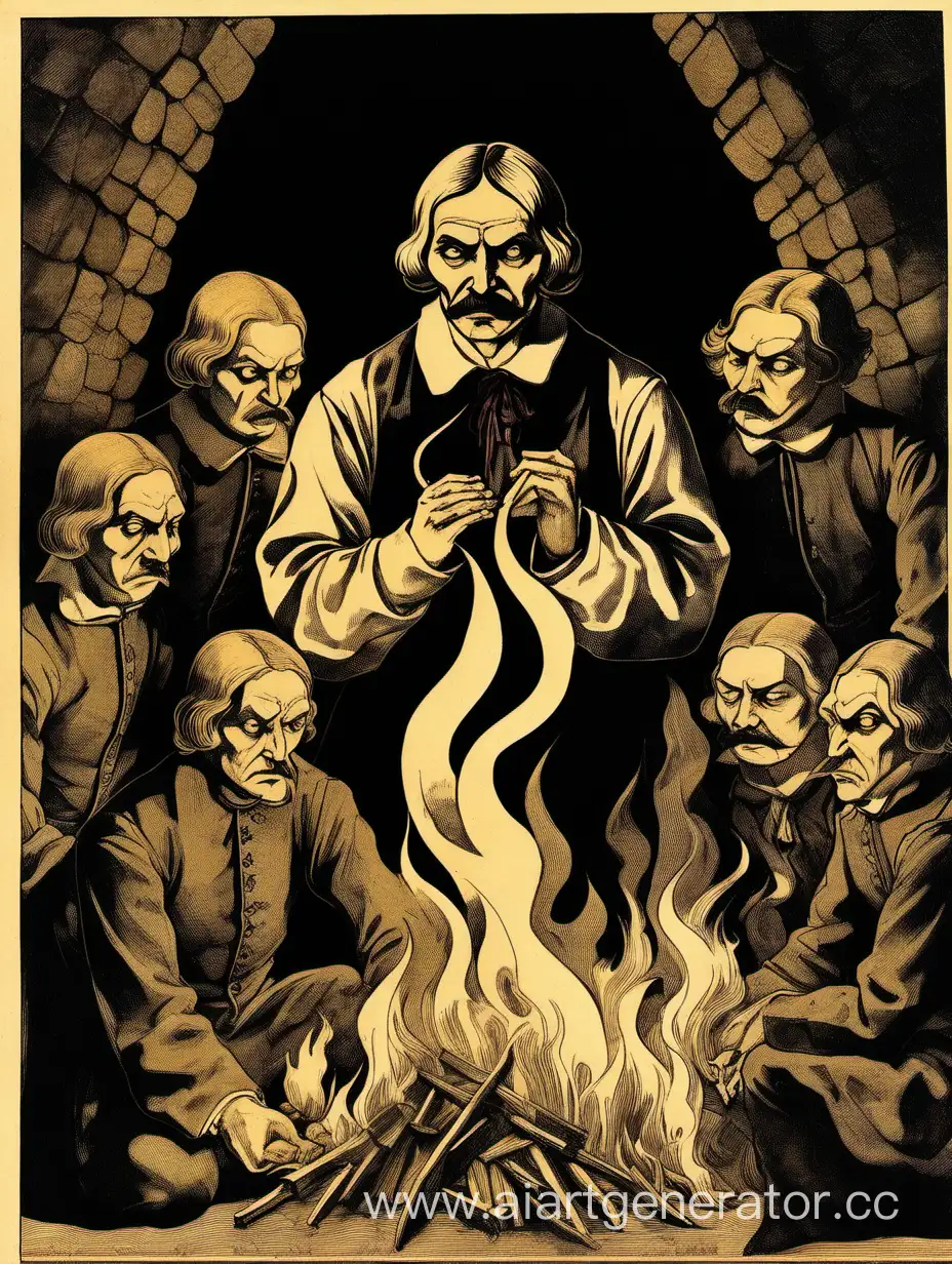 Gogol-Contemplating-Amidst-Burning-Fire-and-Landlords-from-Dead-Souls