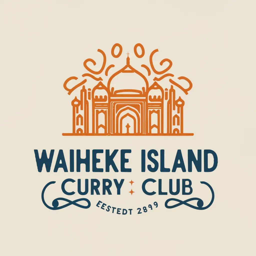 a logo design,with the text "Waiheke Island Curry Club", main symbol:taj mahal,Moderate,clear background