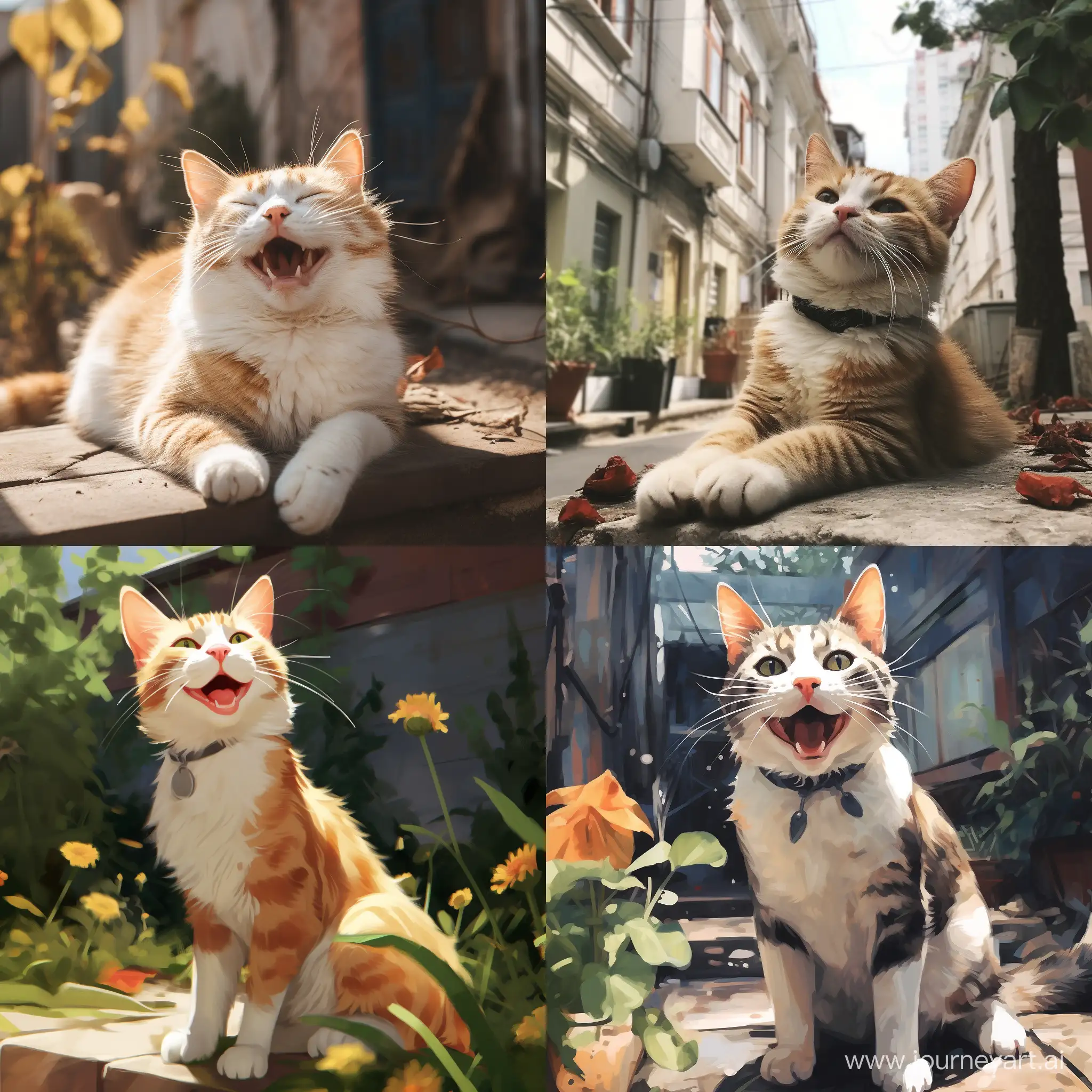 Joyful-Stray-Cat-in-Urban-Setting