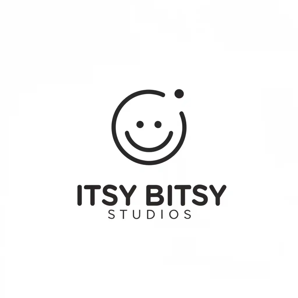 a logo design,with the text "Itsy Bitsy Studios", main symbol:Smiley face,Minimalistic,be used in Home Family industry,clear background