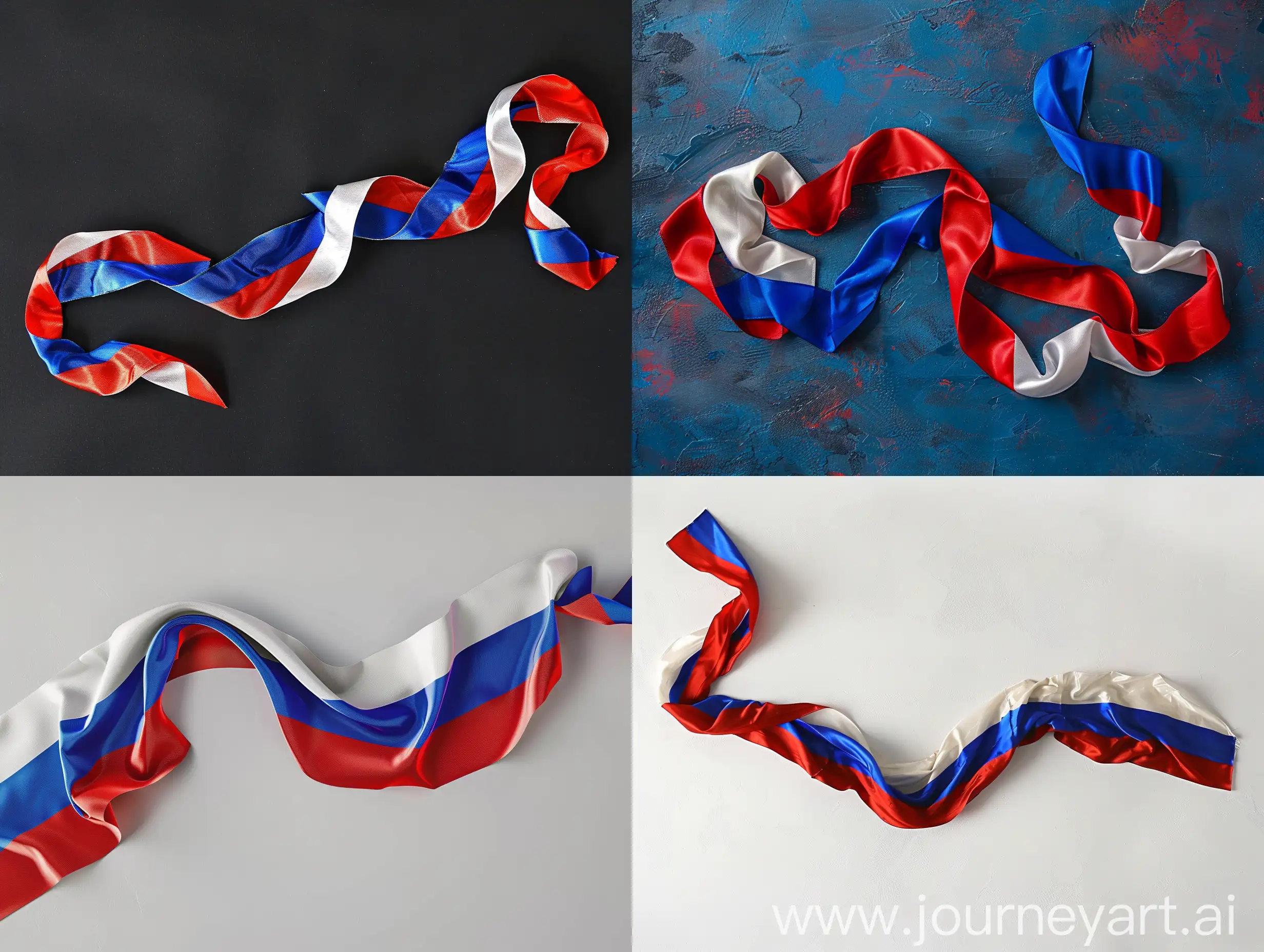THE FLOWING FLAG OF RUSSIA IN THE FORM OF A RIBBON
