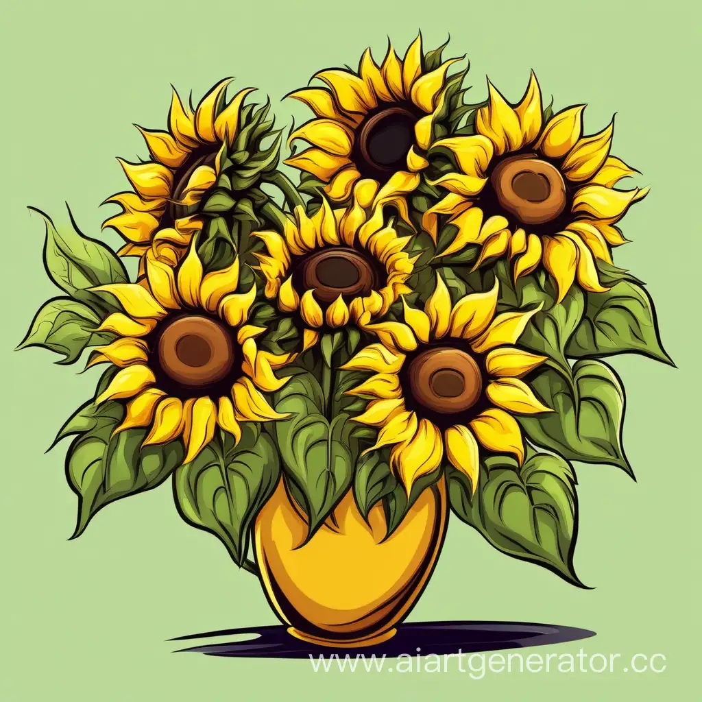 Cheerful-Cartoon-Sunflower-Bouquet-Illustration