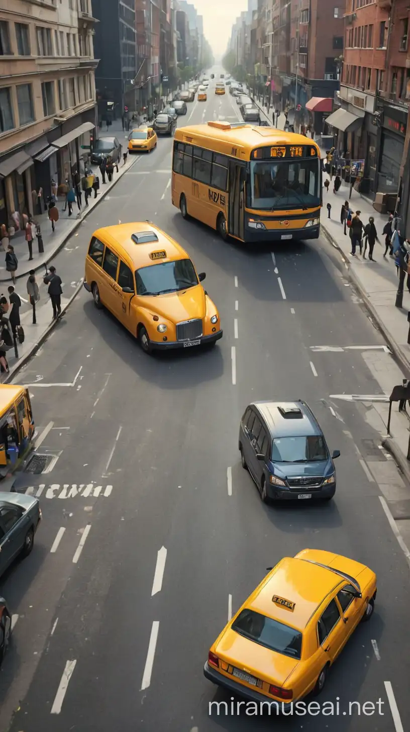 Imminent Collision Between Taxi and Bus in SemiRealistic Style