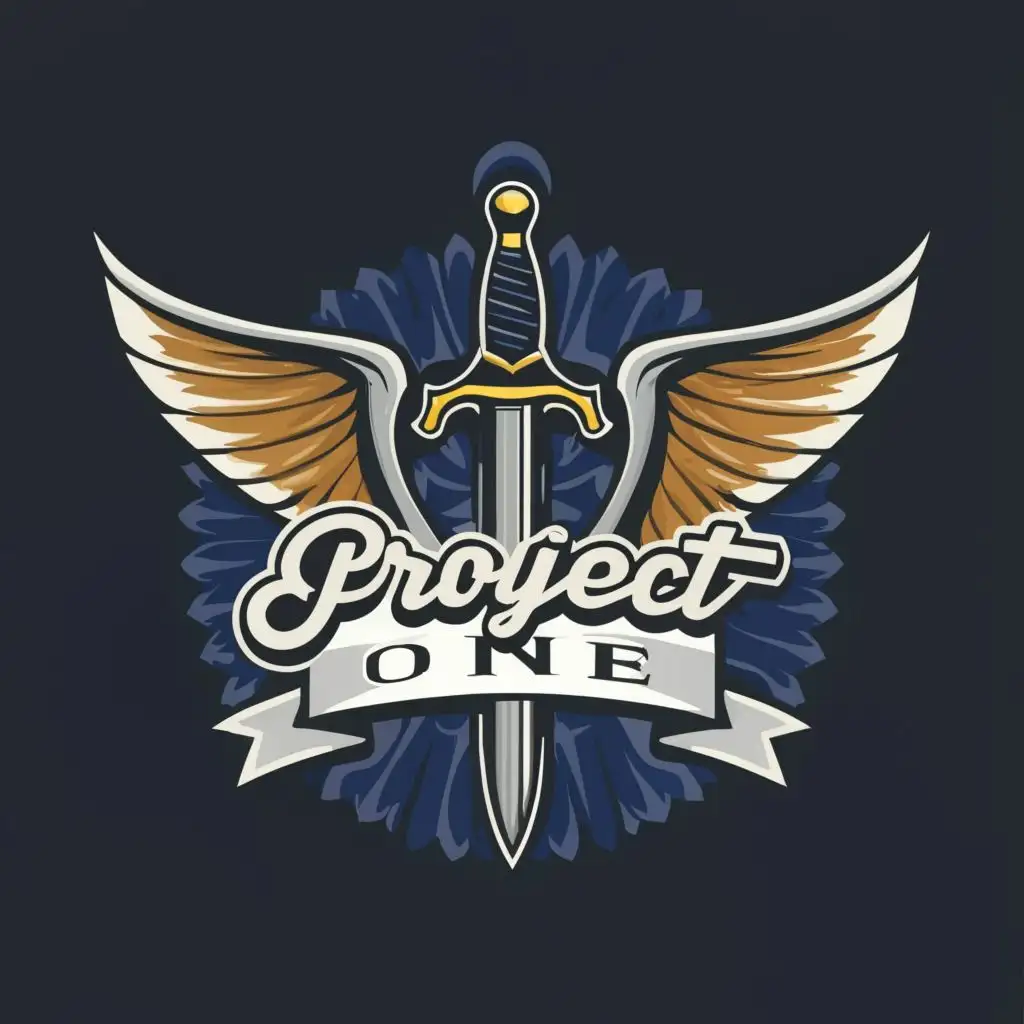 logo, Wing Sword, with the text "Project ONE", typography, be used in Internet industry