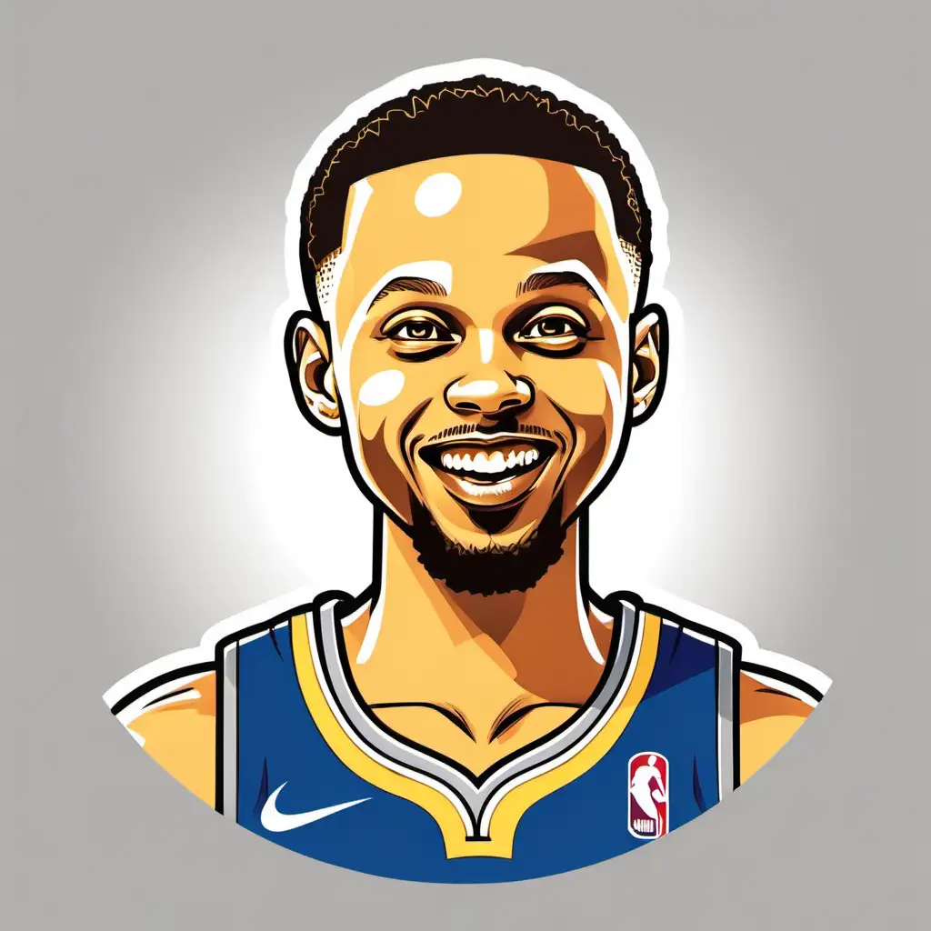 Cartoon Illustration Steph Curry in Action with Signature Moves