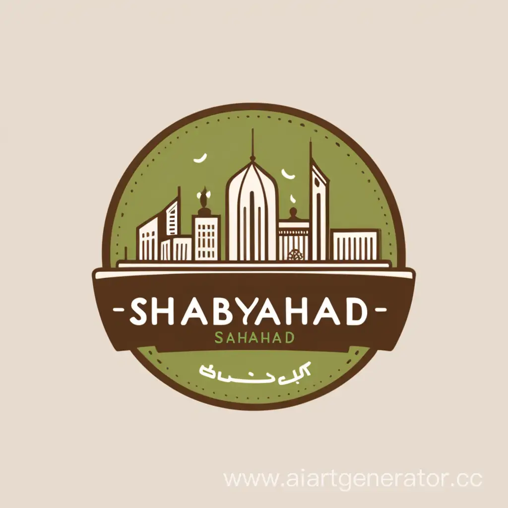 Логотип для торговой компании, коричневый, зелёный, текст:"Шабаев Амхад"