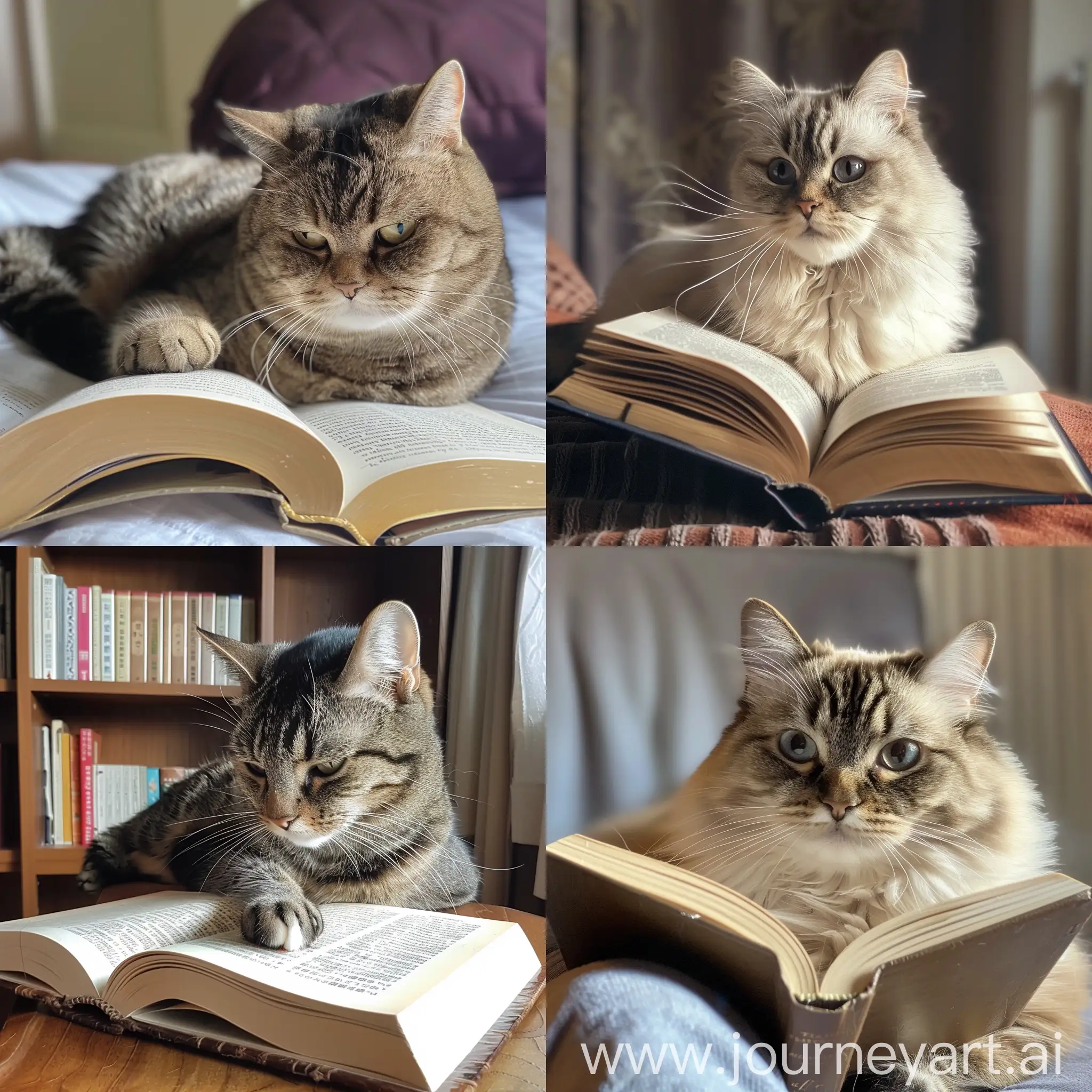 cat learning a lot of from book
