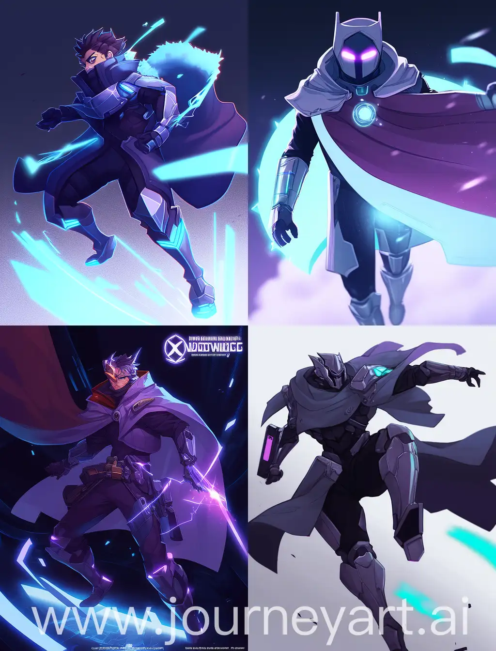 INVINCIBLE CHARACTER ANIMATION STYLE DRESSED IN A COOL CLOAK, AND SCI FI HIGH TECH.