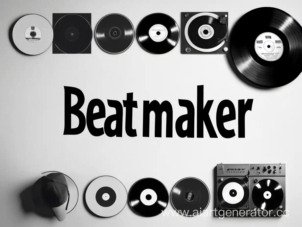 Black-and-White-Beatmaker-YouTube-Channel-Cap-with-Vinyl-Records