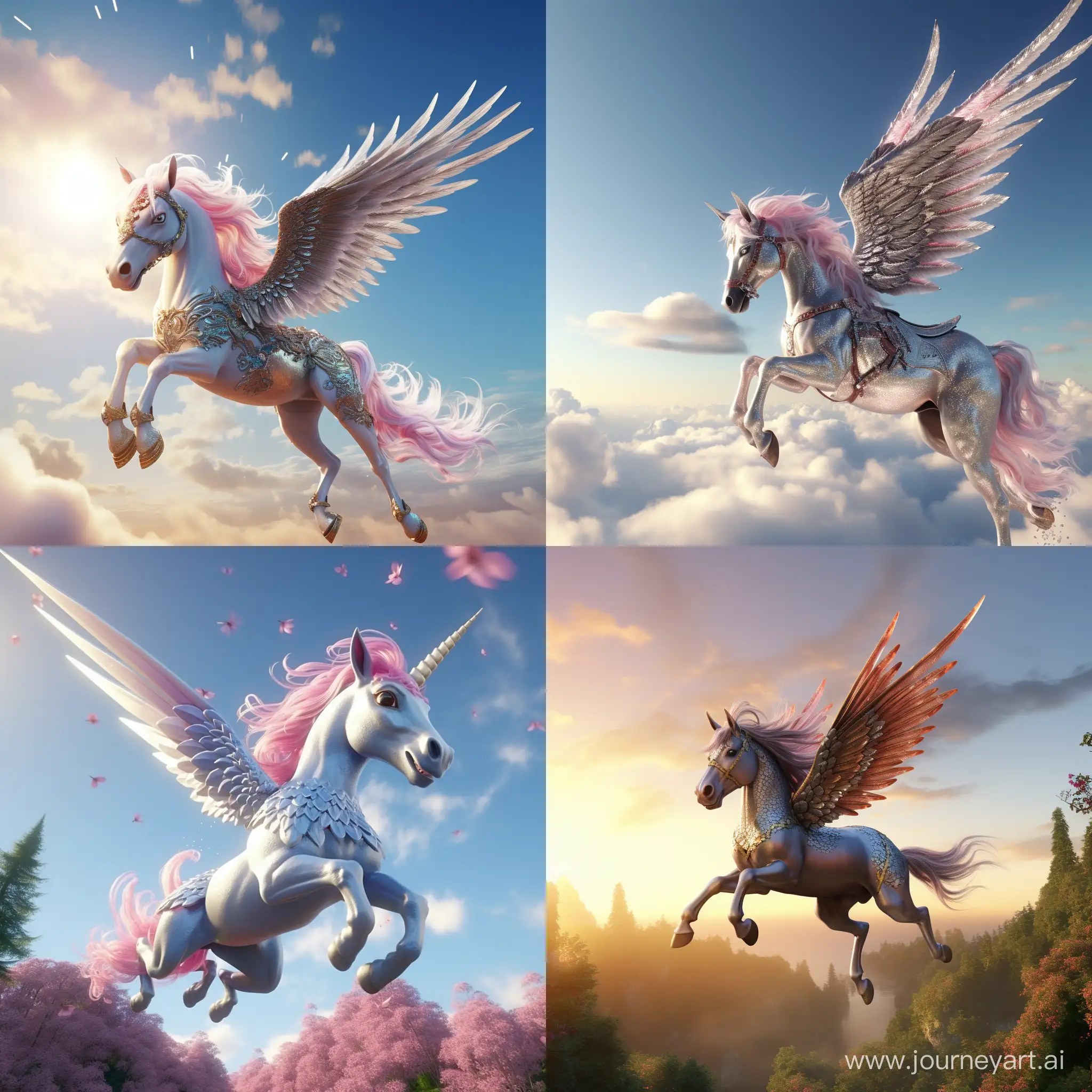 Flying unicorn. 3D animation 