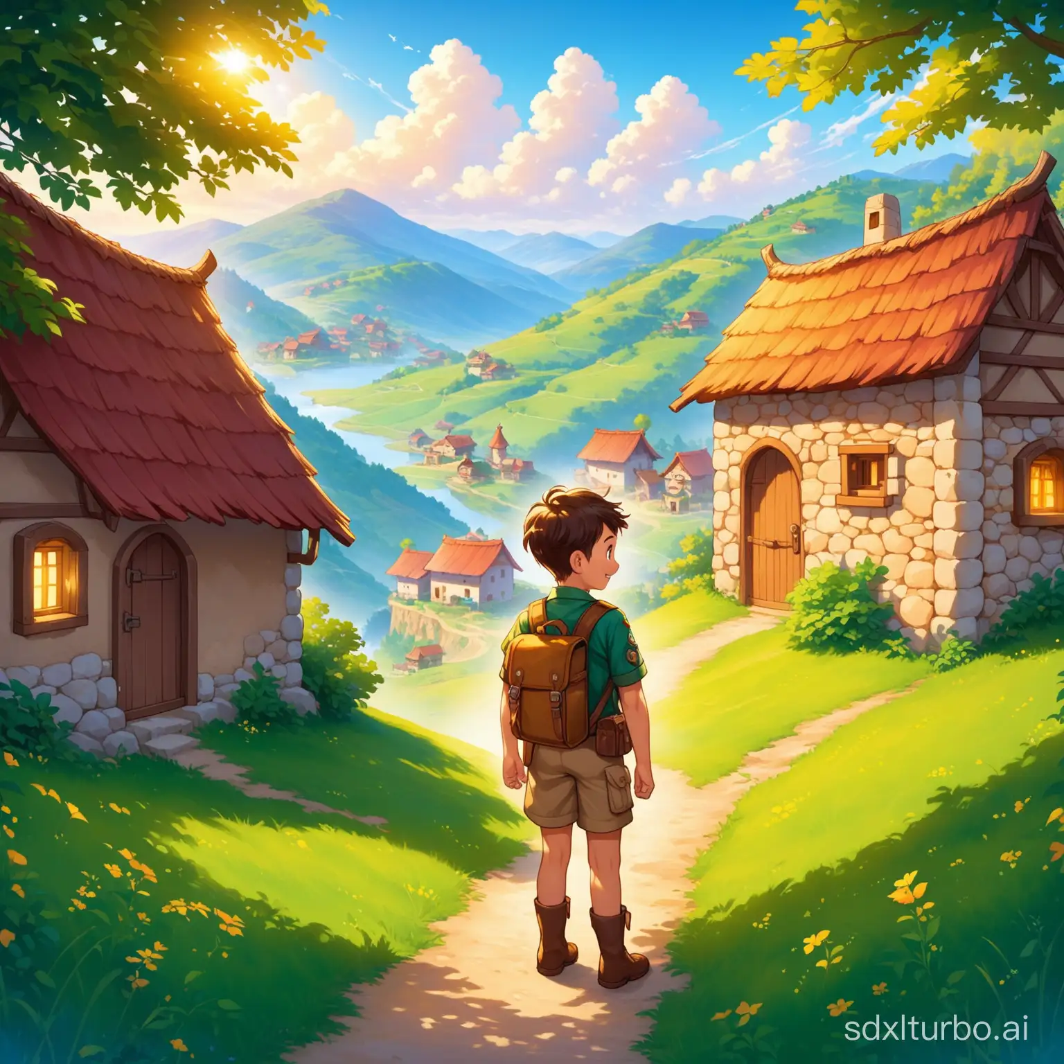 In a small village in the hills, we meet our brave boy explorer, Lucas.
He dreams of exciting adventures and legendary discoveries.