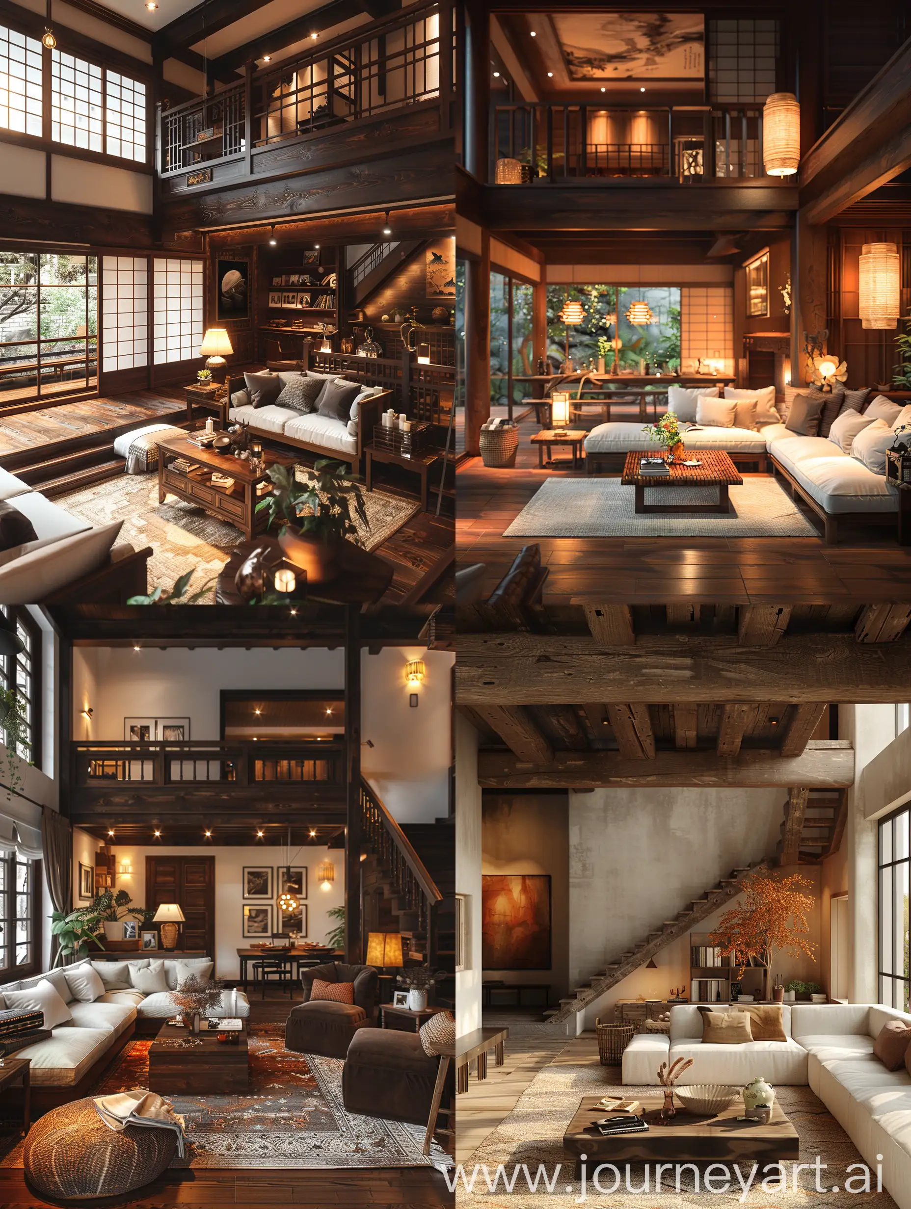 Cozy-Modern-Interior-Design-with-Dark-Brown-Wooden-Structure
