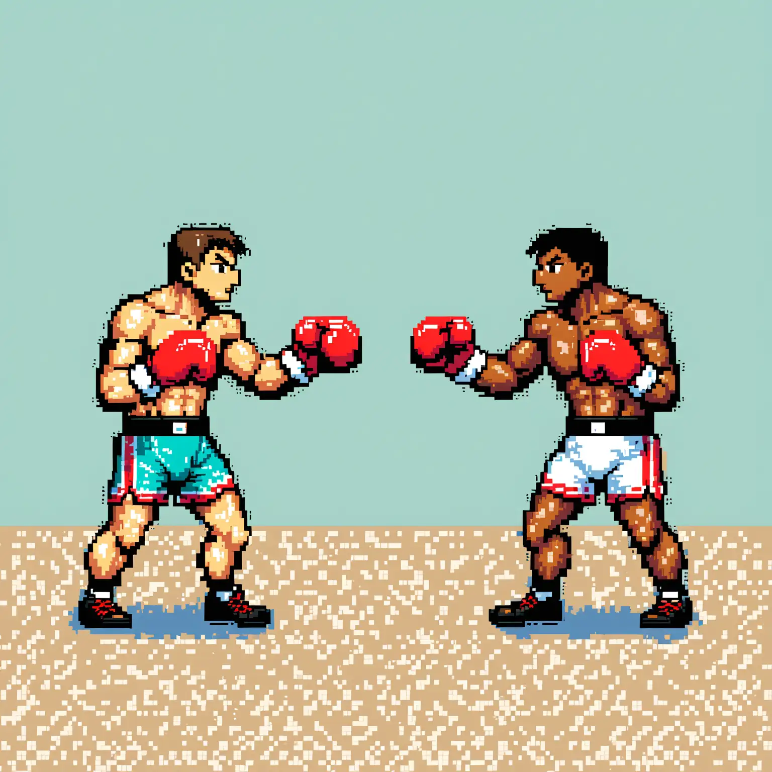 dans un style pixel art de très bonne qualité :
deux boxeur qui s'affronte.
