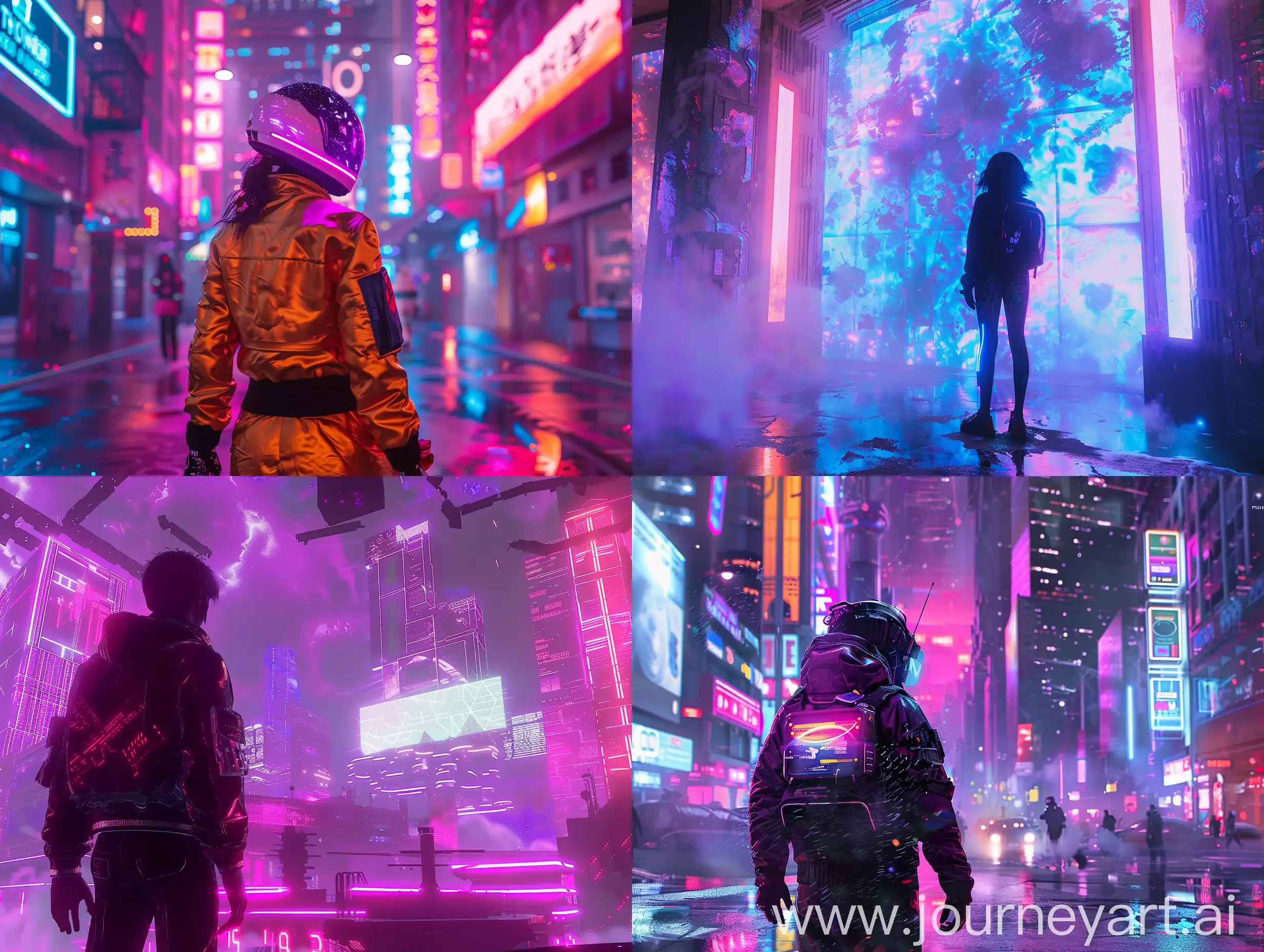 Aesthetic explorer in a dystopian and neon world