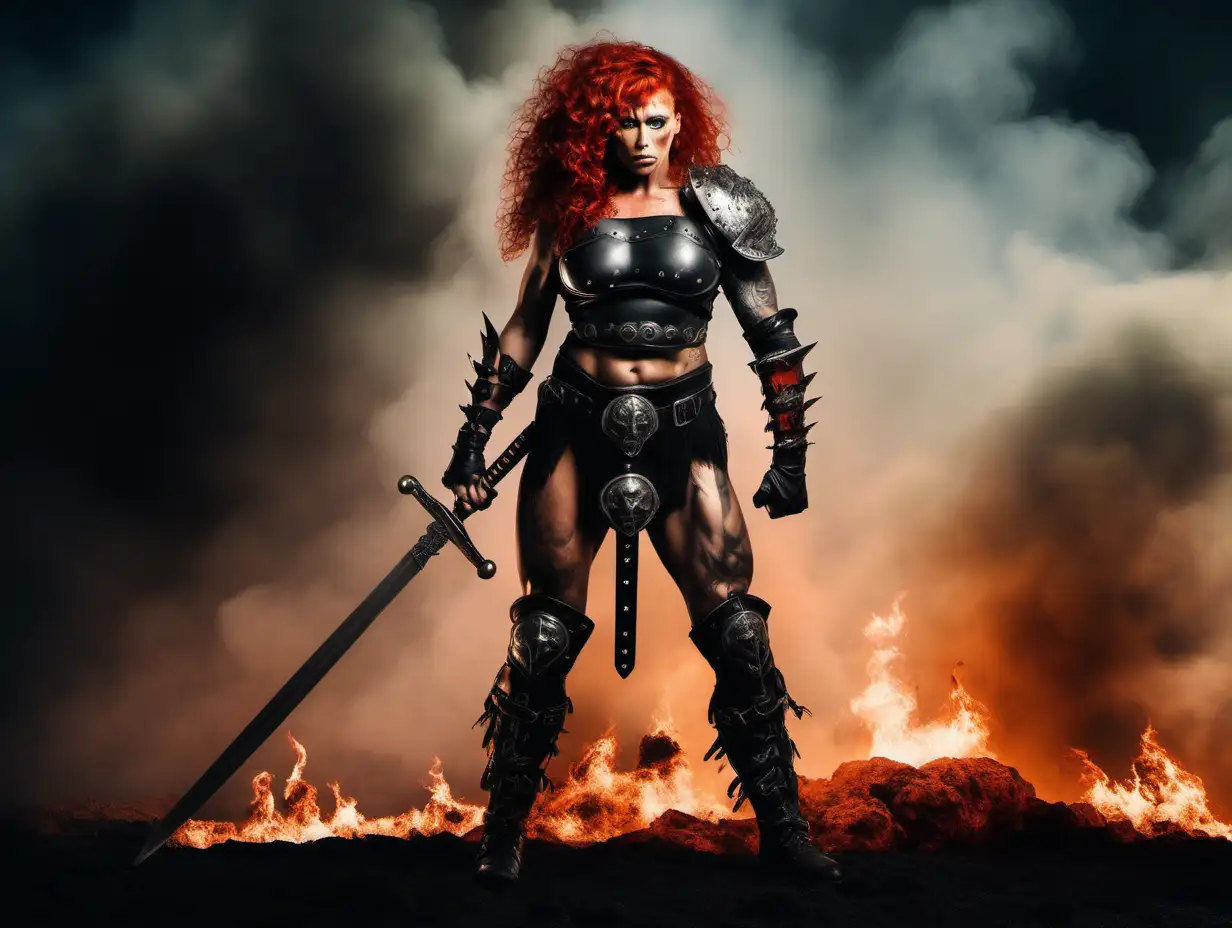 Powerful Female Barbarian Bodybuilder Conquering the Battlefield