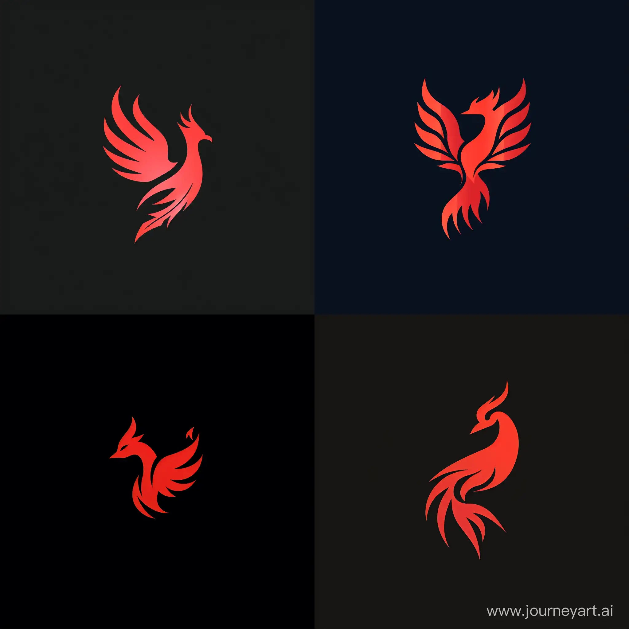 simple logo, phoenix bird, red matte color , minimalism
