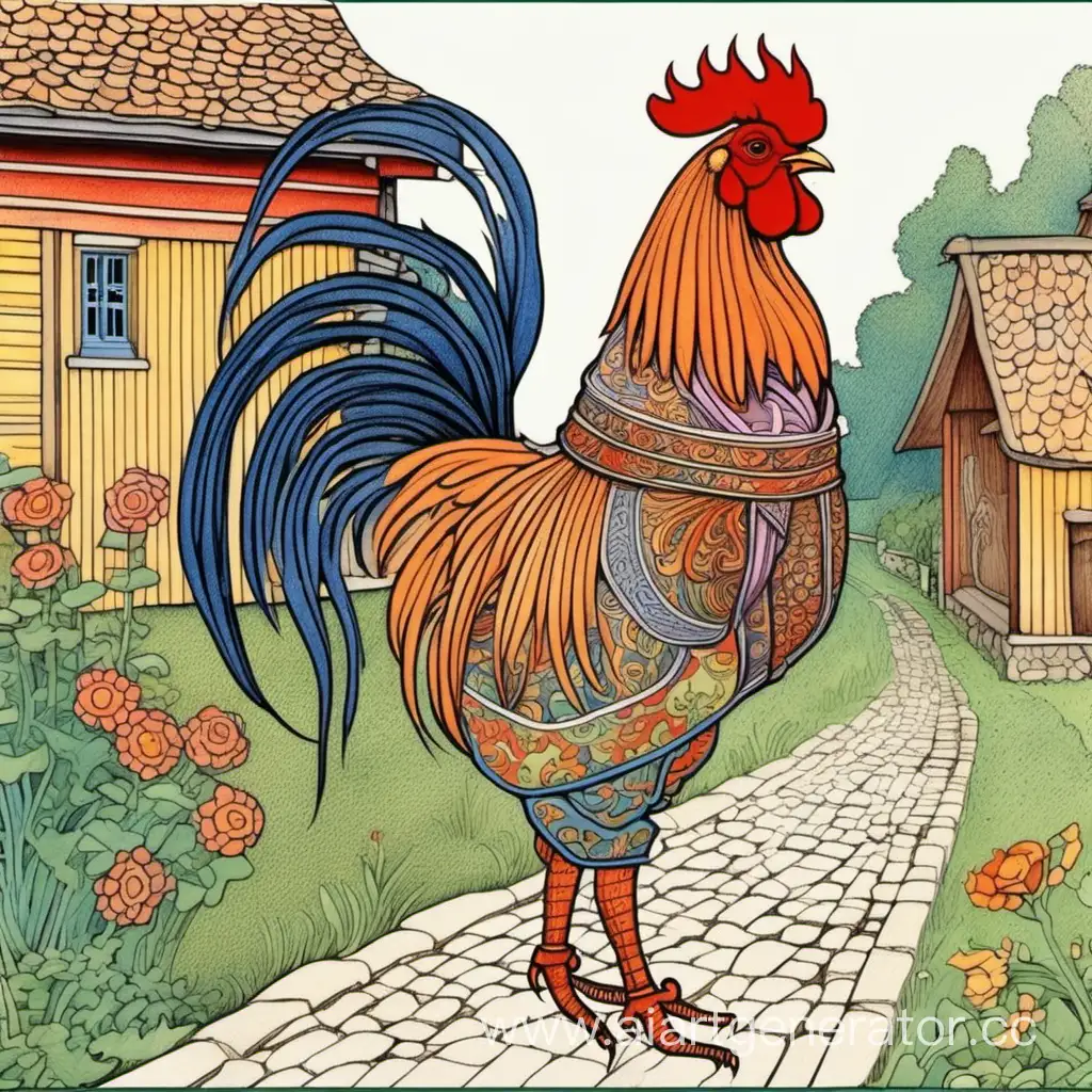 Rooster-in-Boots-and-Caftan-Strolling-Village-Yard