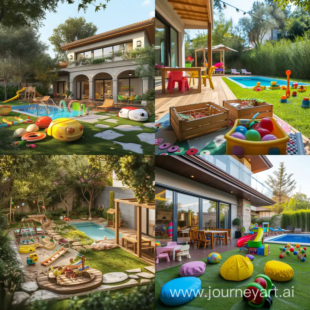 Enchanting-House-with-Garden-Pool-and-Playful-Children