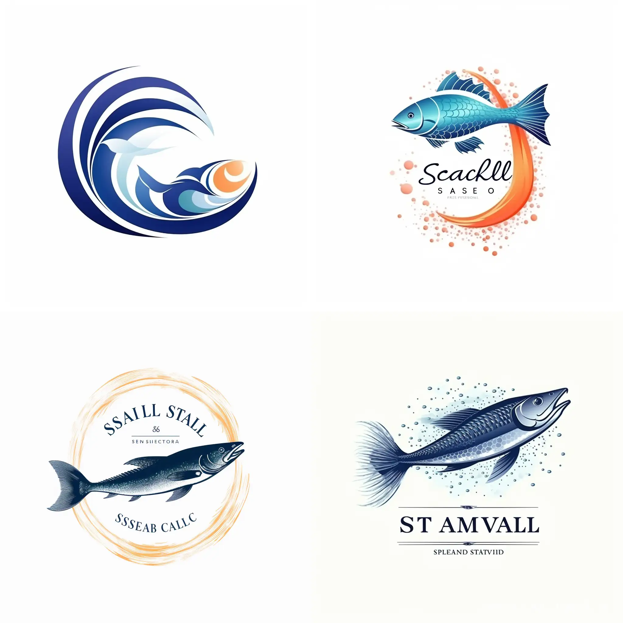 minimalistic and halftone logo of seafood in vector style
