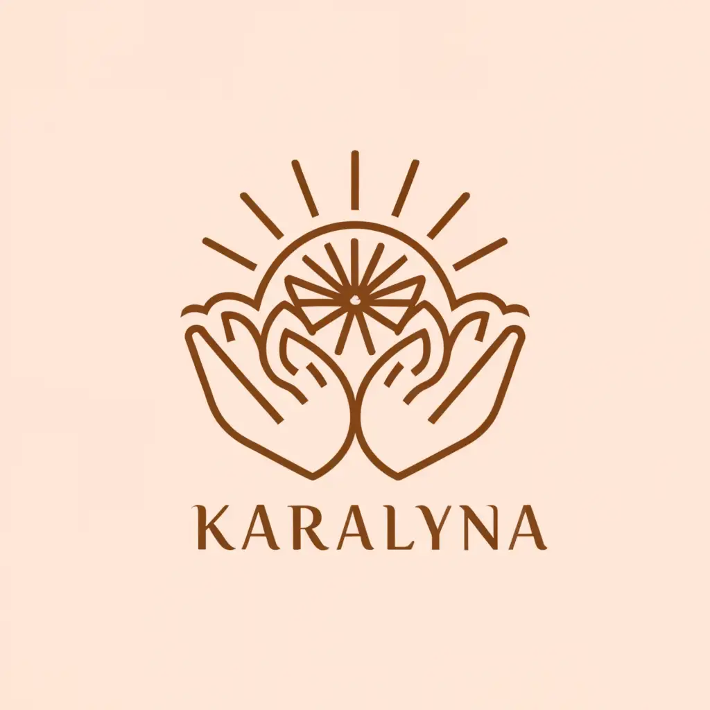 a logo design,with the text "Massage by Karalyna, green, nature, holistic, sunny, warm", main symbol:Hands,Minimalistic,be used in Beauty Spa industry,clear background