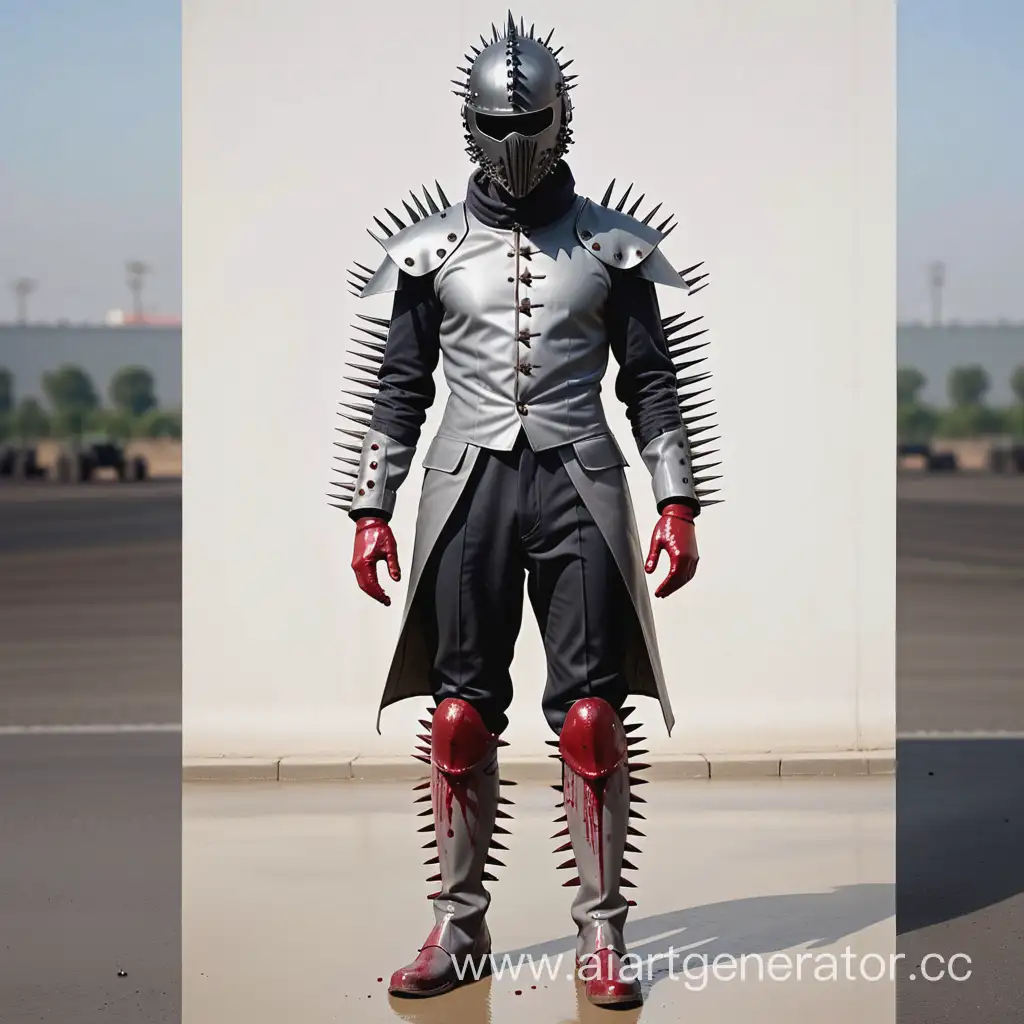 Mysterious-3Meter-Man-in-Gray-Suit-and-Helmet-with-Spiked-Tail-and-Bloodstained-Gloves