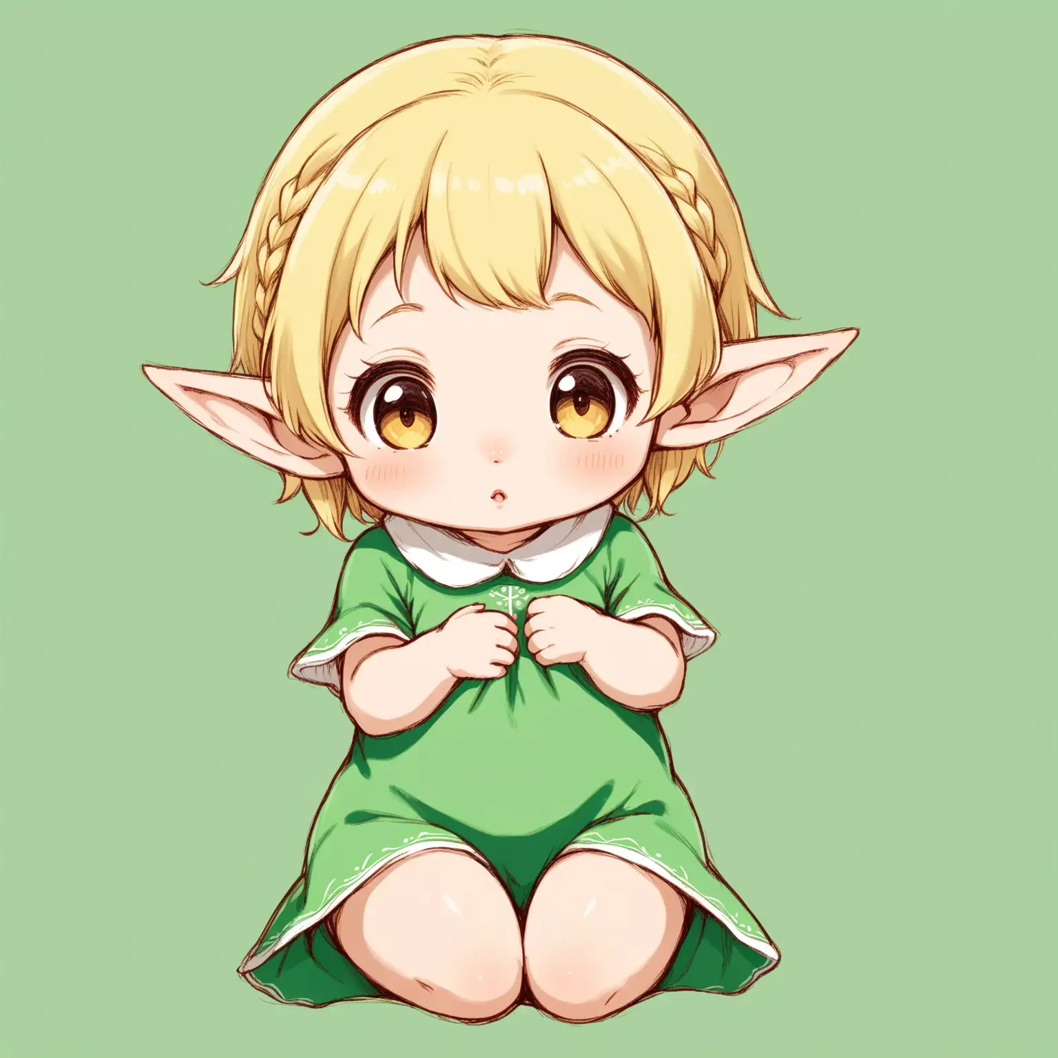 a female elf baby. Ghibli style. no background