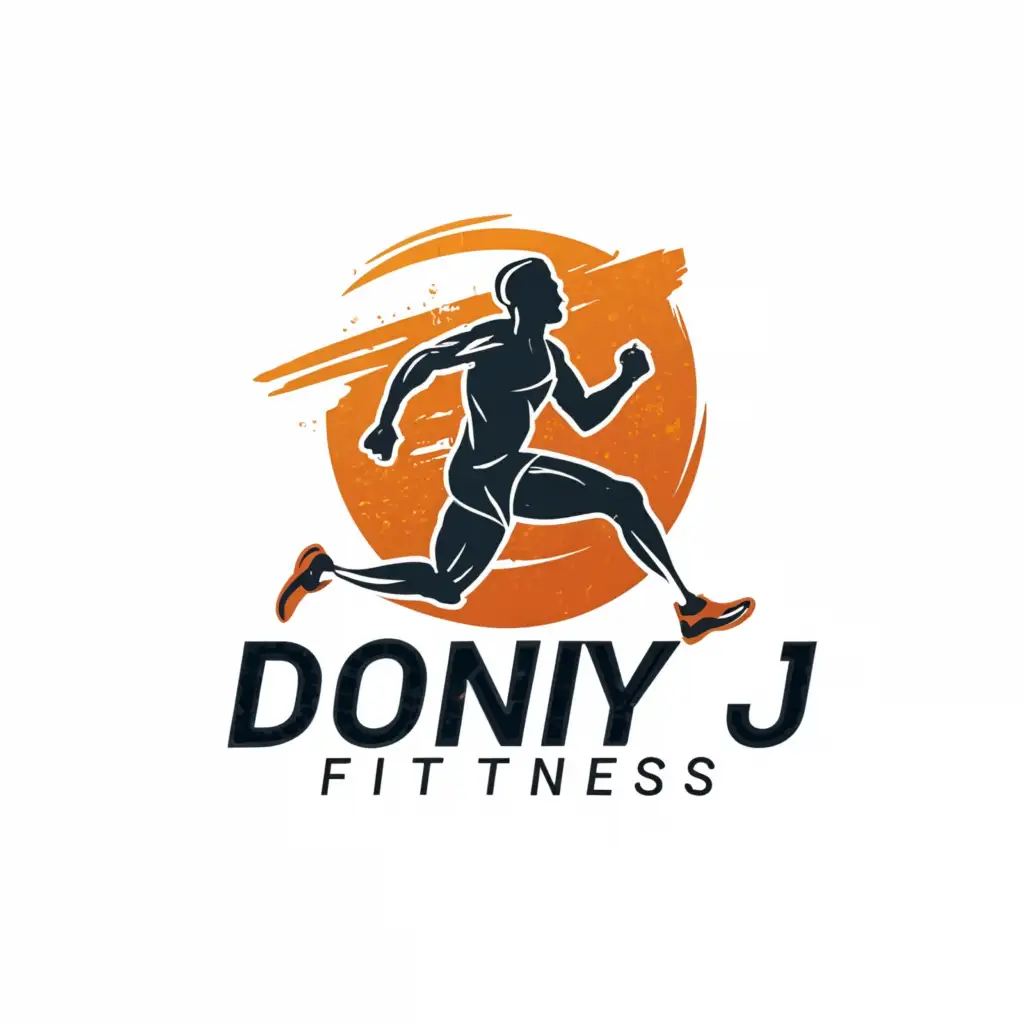 a logo design,with the text "DONNY JFITNESS", main symbol:Dynamic, Vibrant Running Logo Design,Moderate,clear background