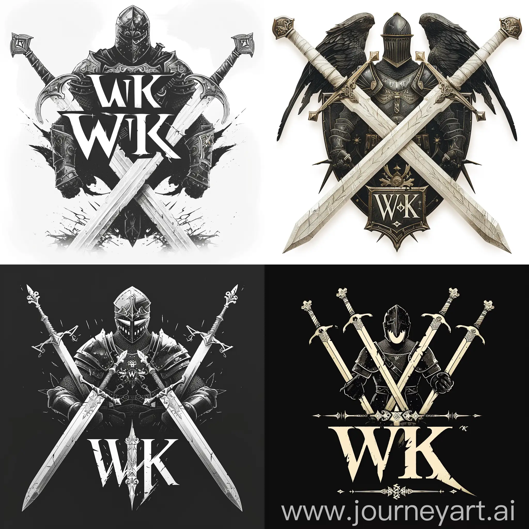 Gothic-White-Swords-Black-Knight-Logo-Design