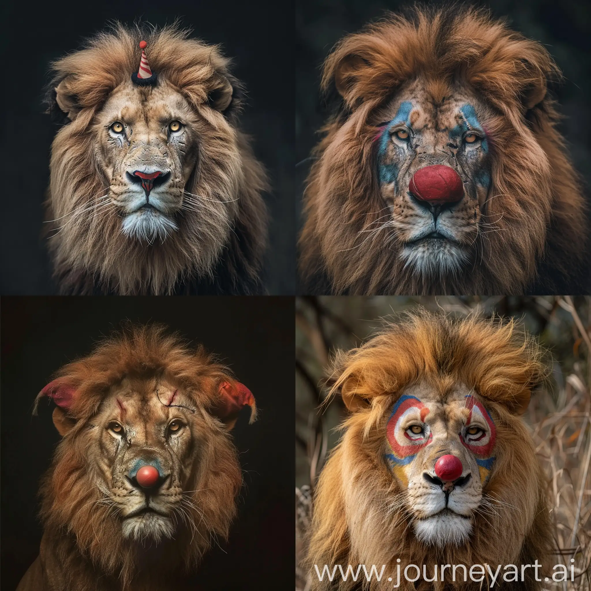 a lion with a clown face
