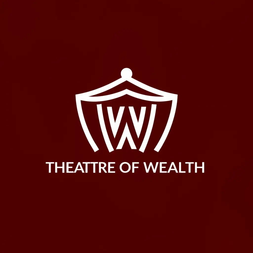 a logo design,with the text "Theatre of wealth", main symbol:Show something that represents a theatre. Make the logo icon red. The logo and icon should look minimalistic. Design the icon in a way that a T and a W will be visible in the icon,Minimalistic,be used in Finance industry,clear background