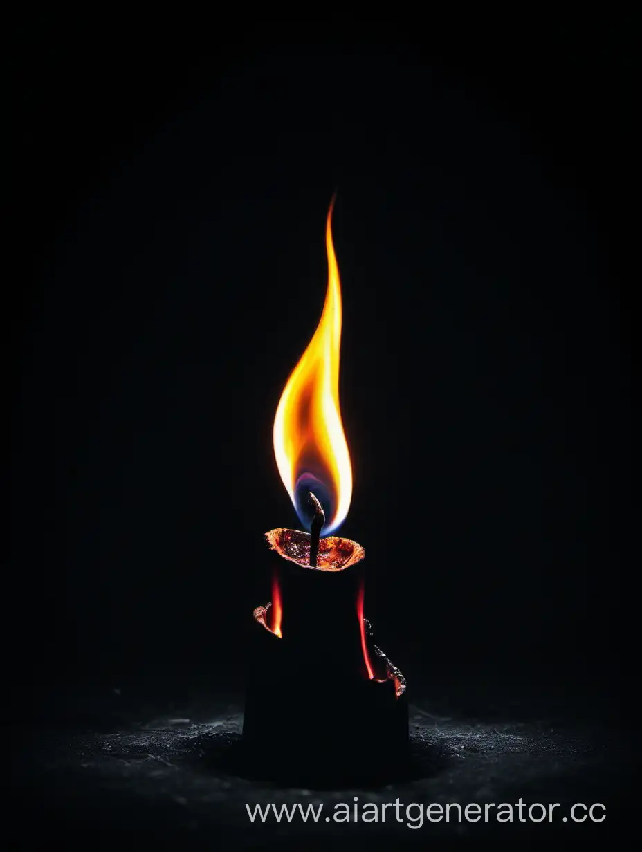 single flame in complete darkness размытое пятно света без свечи без фитиля