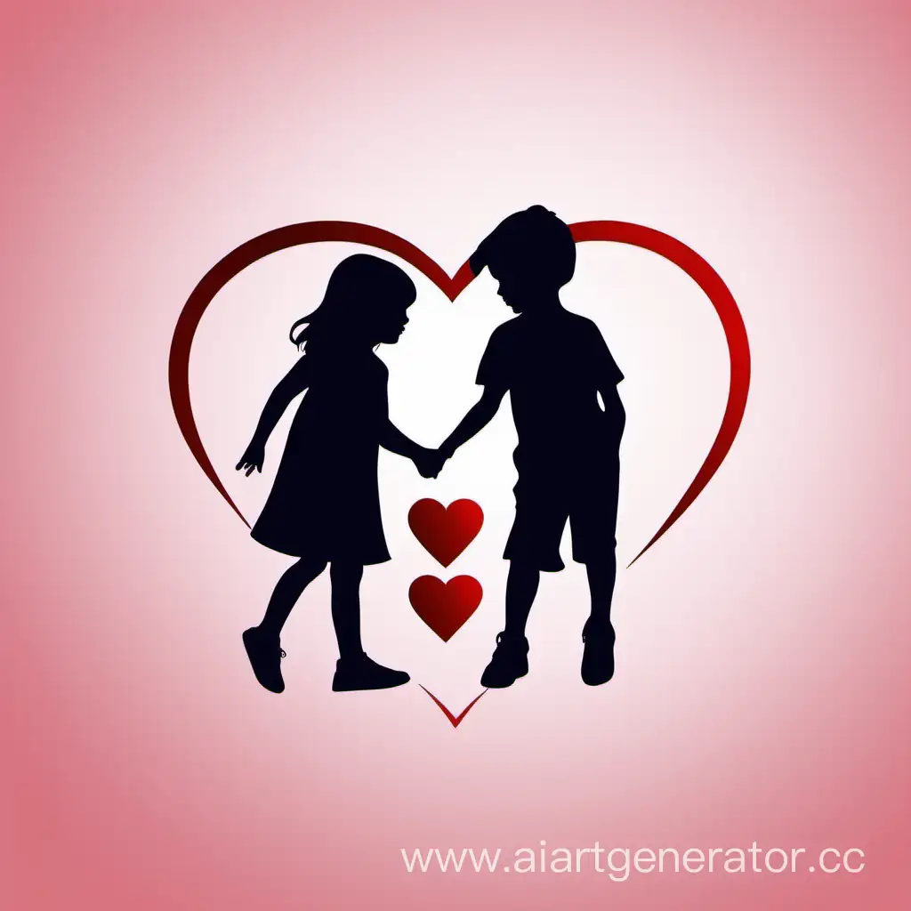 логотип взаимные подписки, сердца, два силуэта человека мальчик и девочка