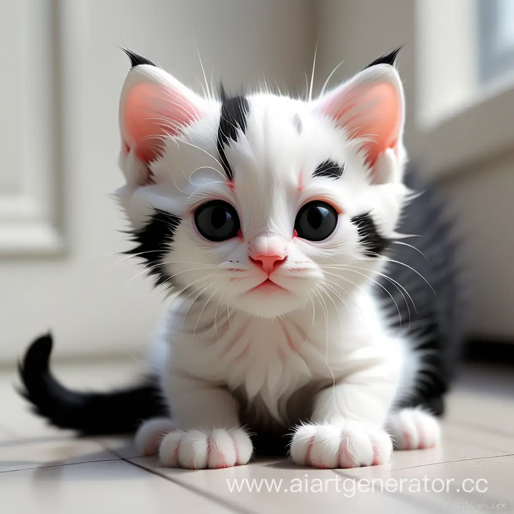 
белый черный котенок
