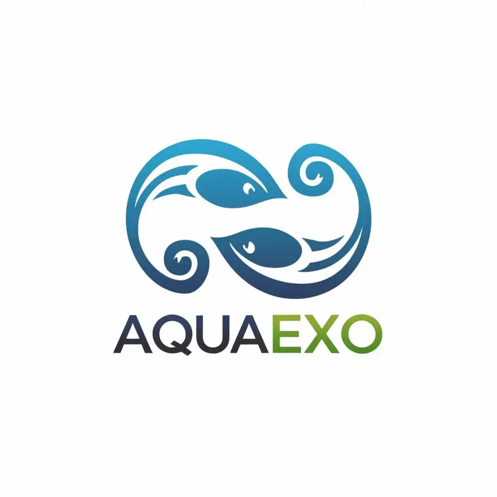 logo, Fish and snake, with the text "AQUAEXO", typography, be used in Animals Pets industry