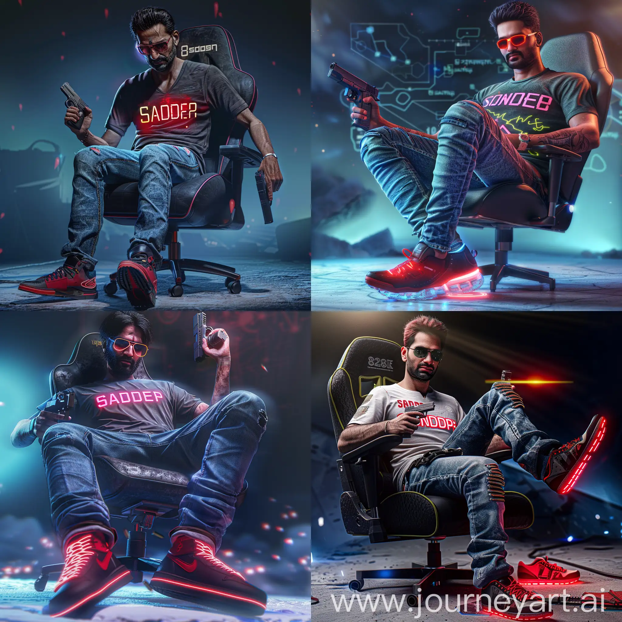Handsome-Man-Named-SANDEEP-with-Neon-Sneakers-and-Pistol-in-PUBG-Map-UI-Background